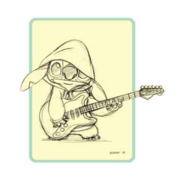 小魔星 史迪仔 史迪奇 星際寶貝 素描 彈 吉他 防水 貼紙